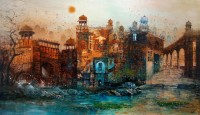 A. Q. Arif, 24 x 42 Inch, Oil on Canvas, Citysscape Painting, AC-AQ-342